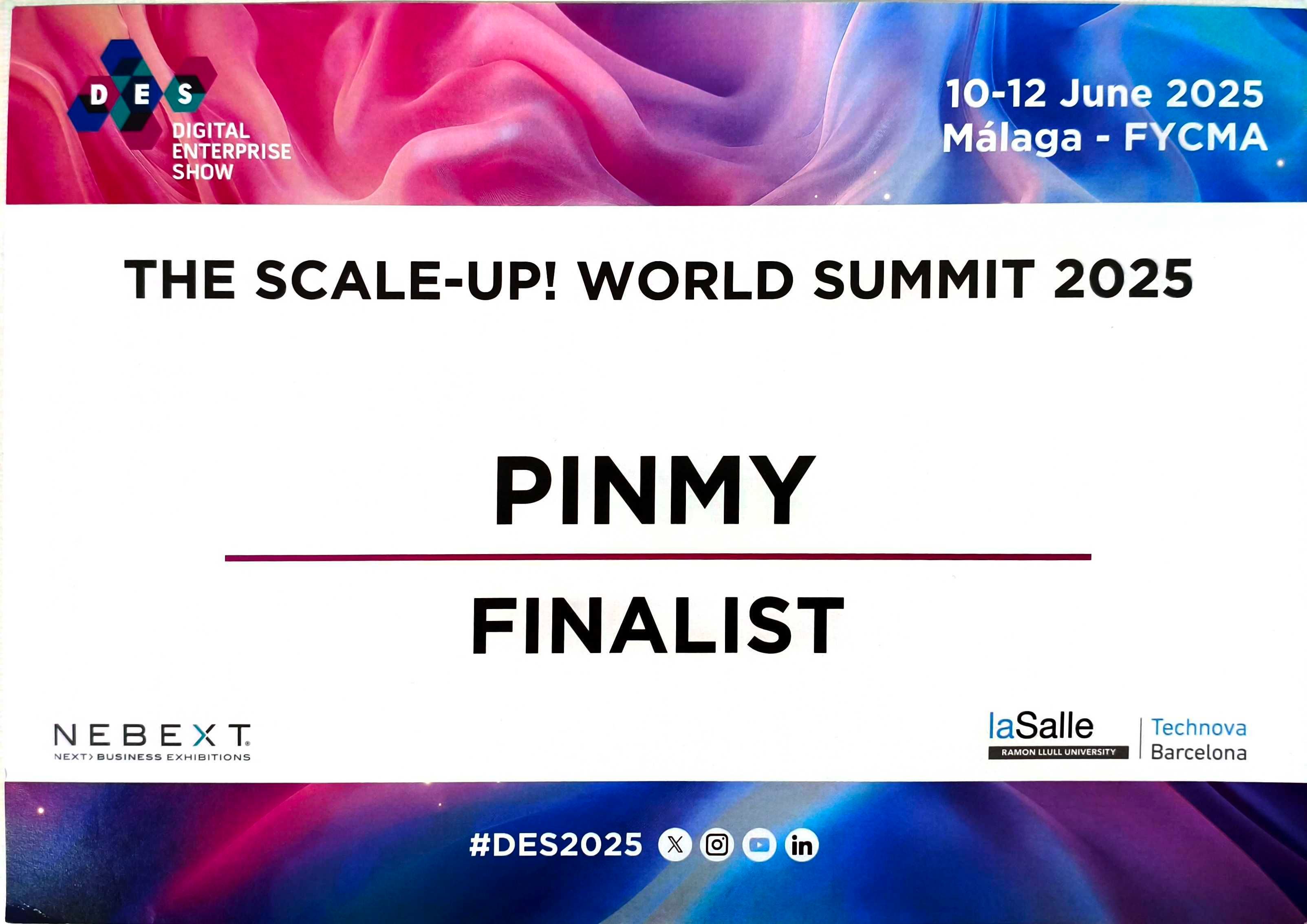 PinMy — Finalist at DES Scale-up World Summit 2025, Málaga