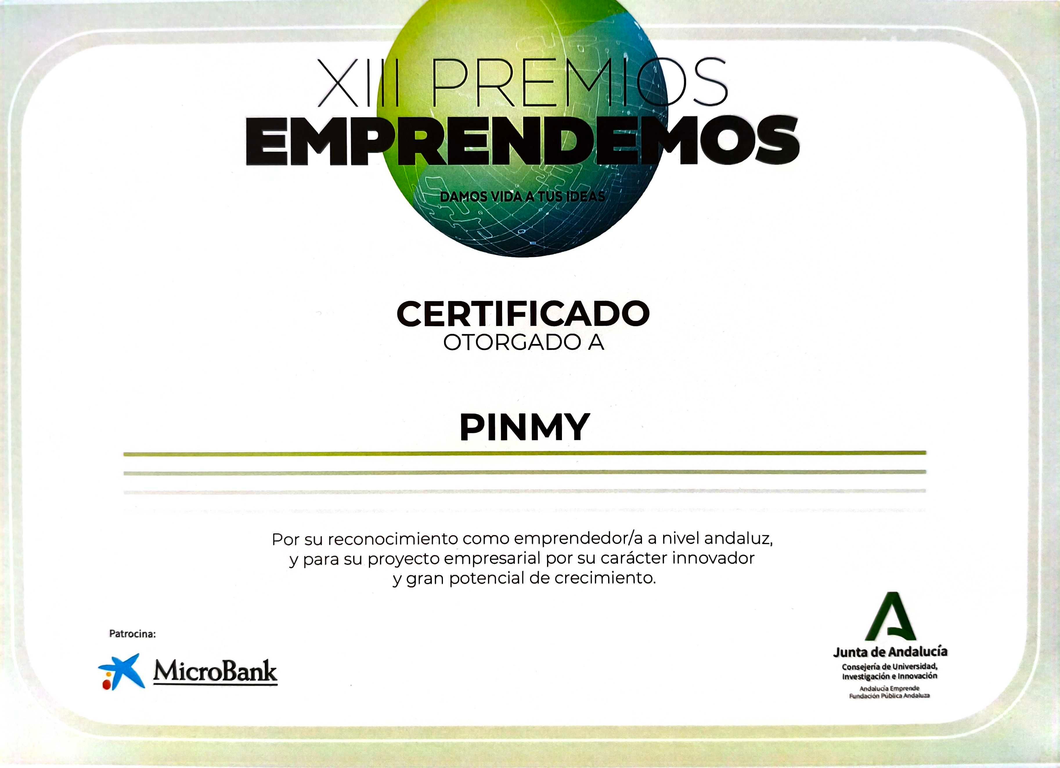 PinMy — Recognised at XIII Premios Emprendemos by Junta de Andalucía