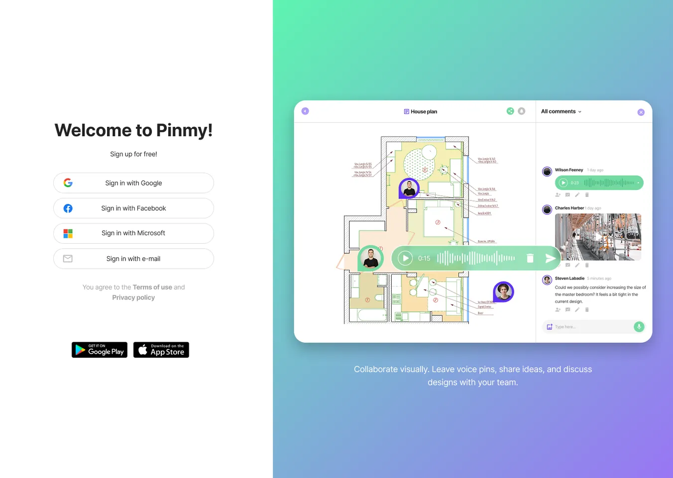 PinMy interface
